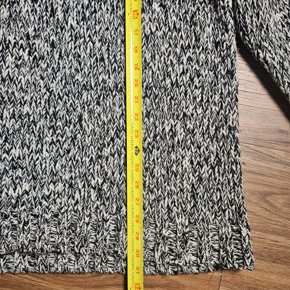 Banana Republic Mens 100% Lambswool Chunky Knit Mock Neck Sweater L Marled Gray